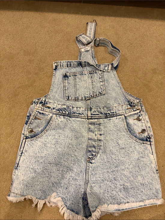 Blue ivy Denim - Bluivy Acid Wash Denim Short Overalls in Light Blue